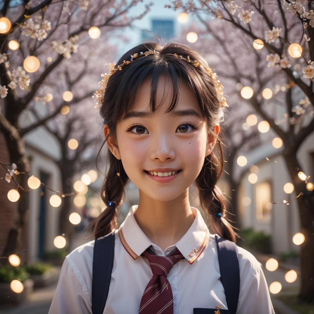 Youthful Student Portrait with Magical Aura in Hyperrealism