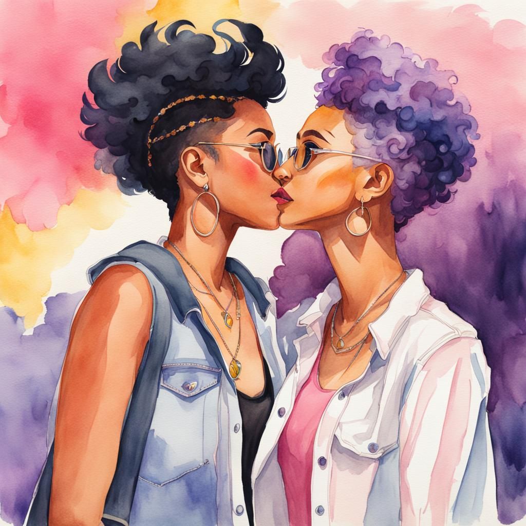 Nonbinary Lesbian in Watercolor Concept Art