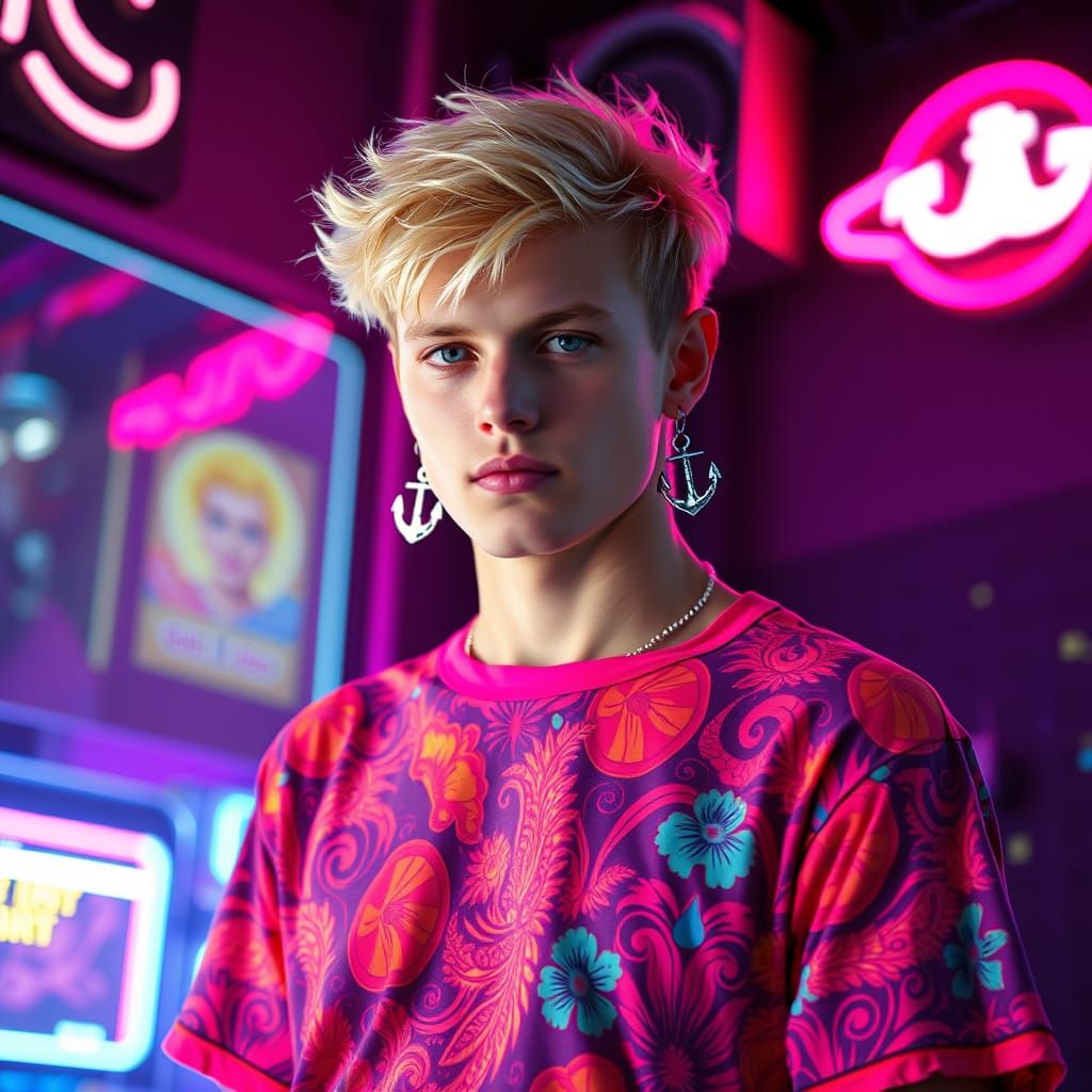 80s Fashion in a Neon Synthwave Portrait