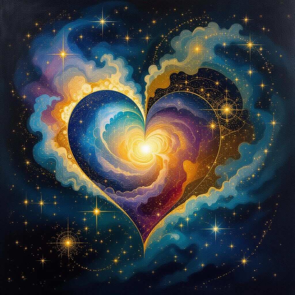 Ethereal Cosmic Heart of Galaxies and Constellations