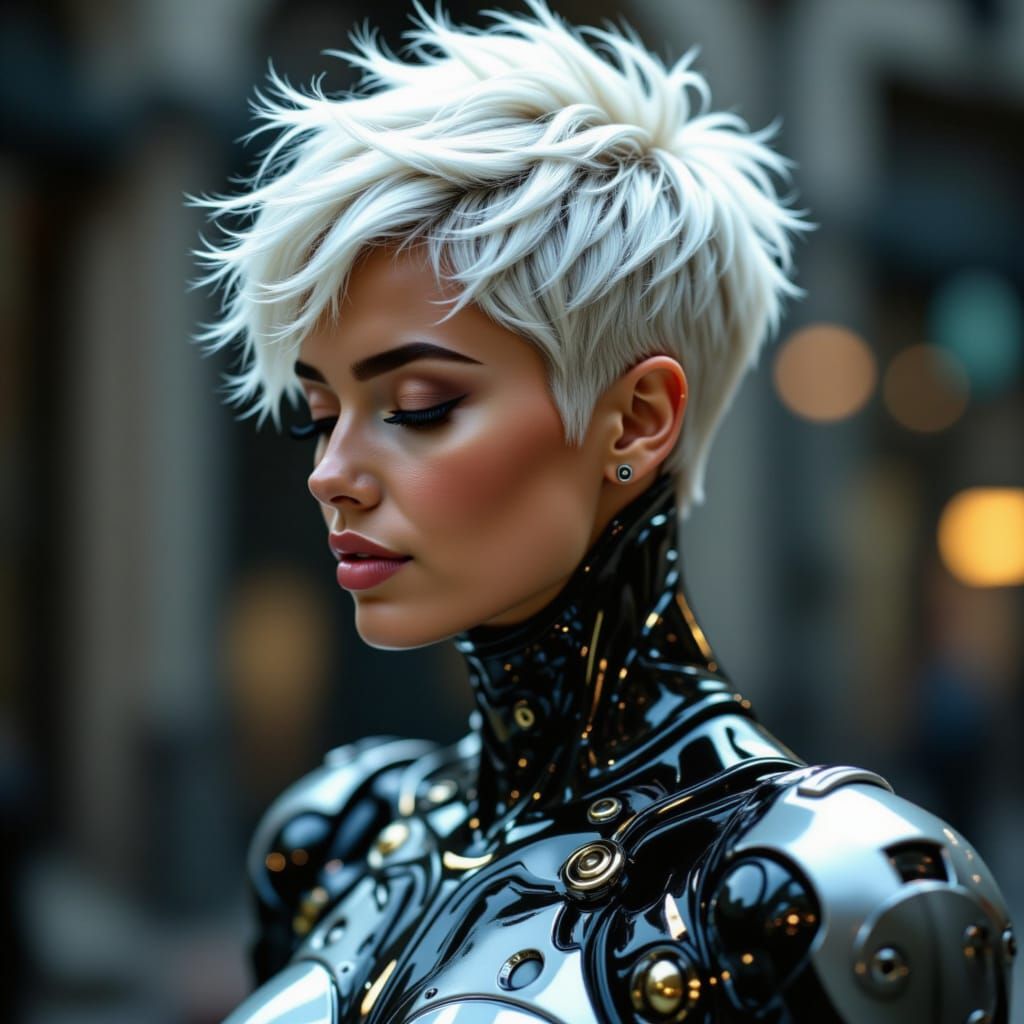 Futuristic Mech Warrior in Cinematic Sci-Fi Landscape