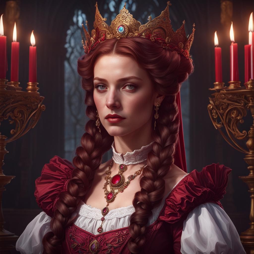 Detailed Portrait of Elizabeth Bathory in Art Nouveau Style