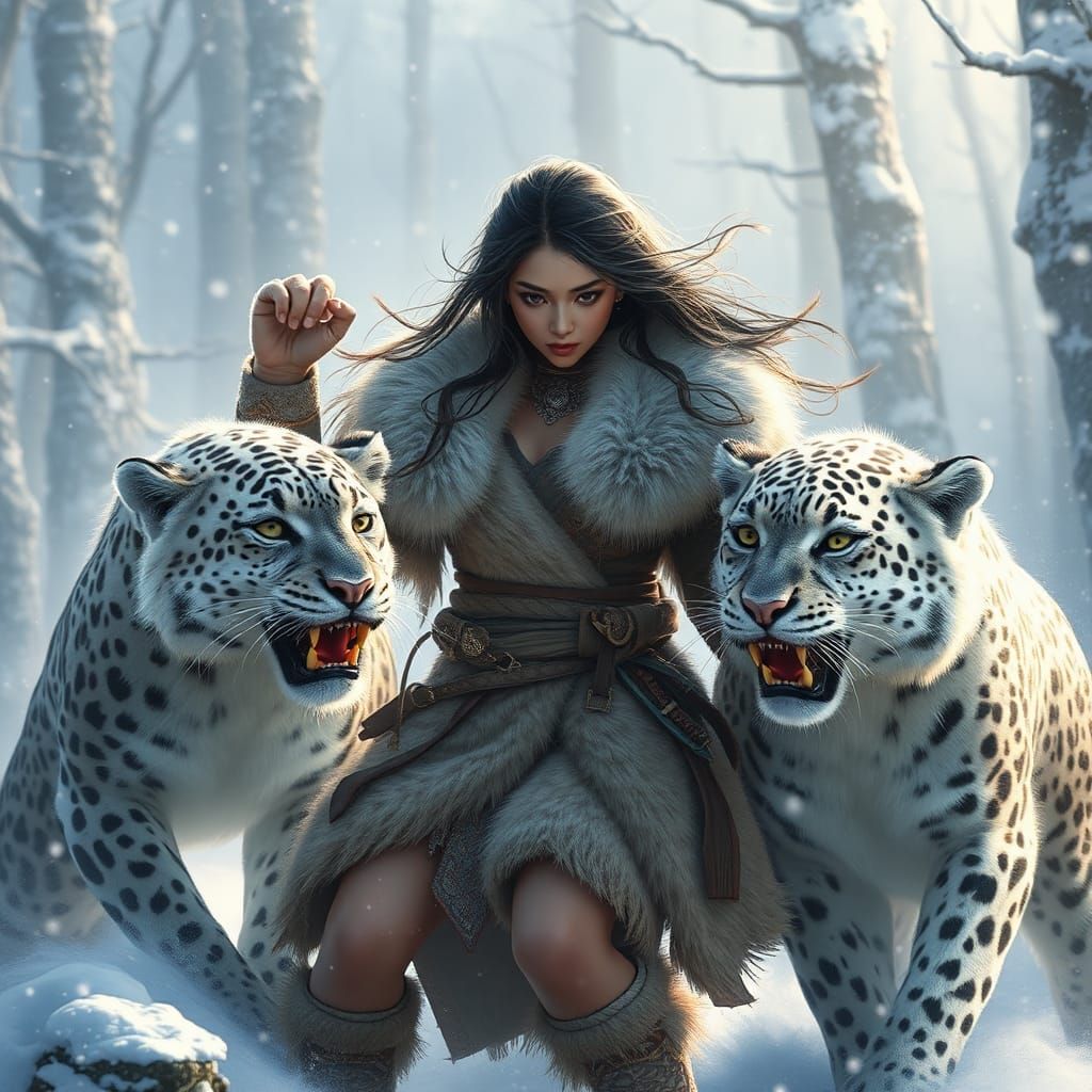 Woman Battles Snow Leopards in Himalayan Forest