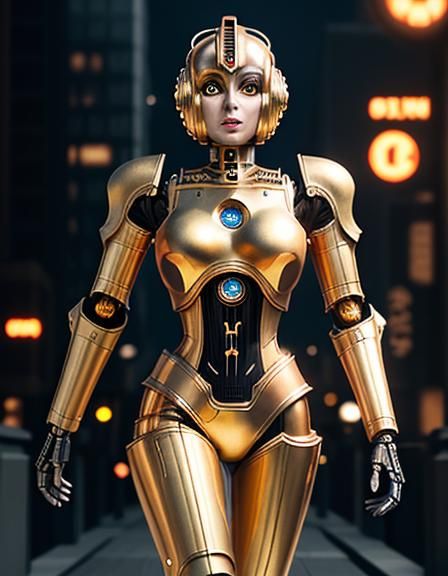 Robot Maria from Metropolis in Retrofuturistic Style