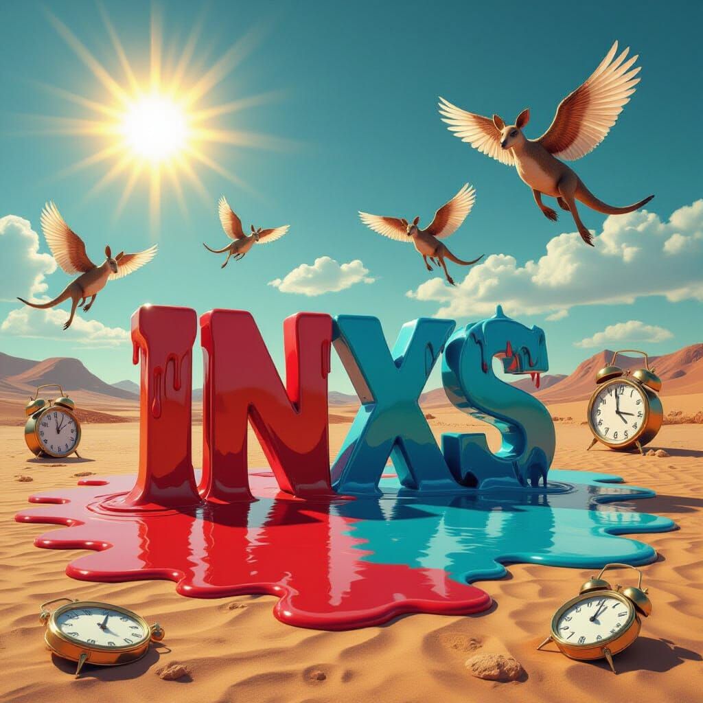 Surreal Melting INXS Sign in Dreamscape