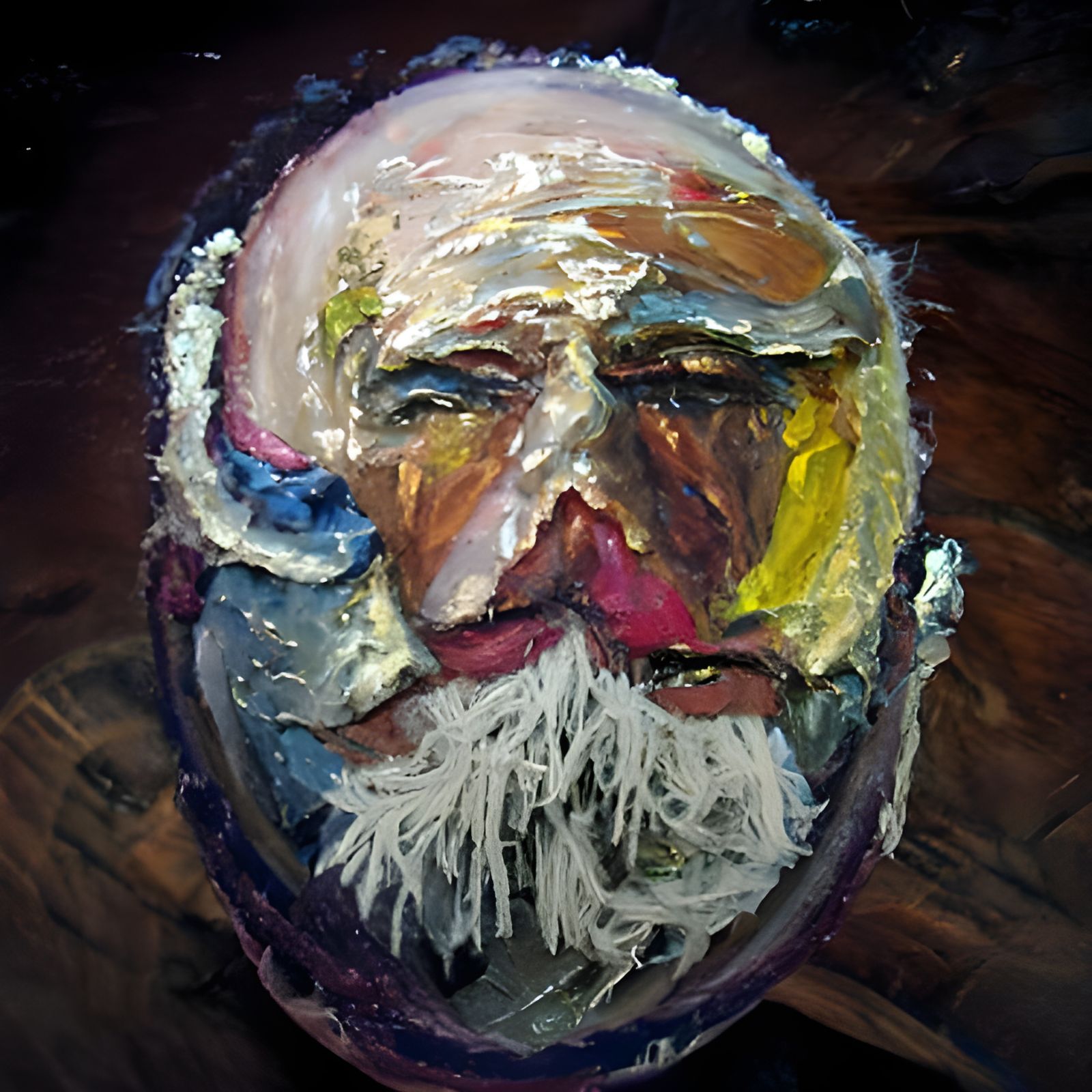 Colorful Impasto Painting of Bald Man