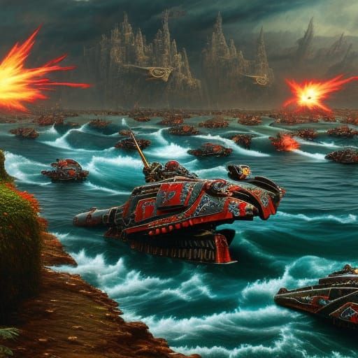 Warhammer 40K Battle in Hyperrealistic Landscape