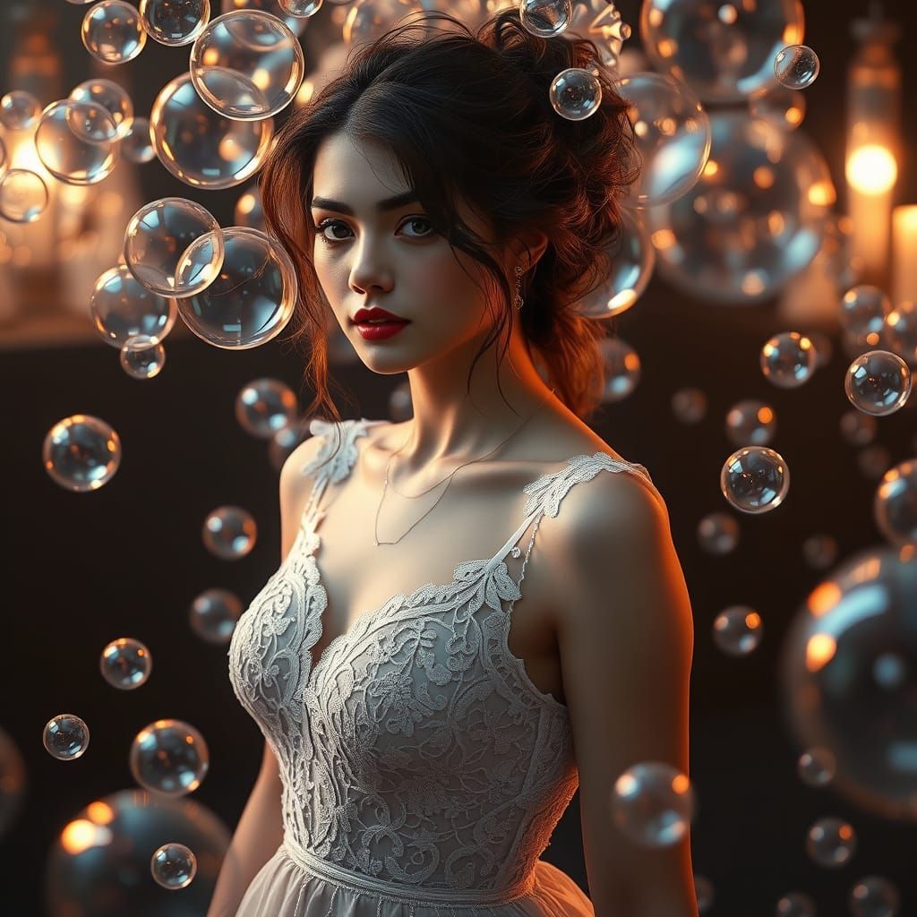 Lace and Latex: A Hyperrealistic Digital Portrait