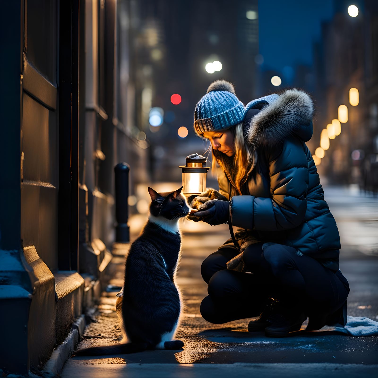 Homeless Woman Shares Meal with Cat