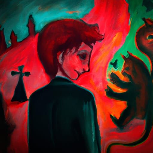 Demonio caprichoso, enamorado de un Ángel con cabello rojizo.
"Cinemática, Impresionista, oscuro, intrincado, meticulosa...