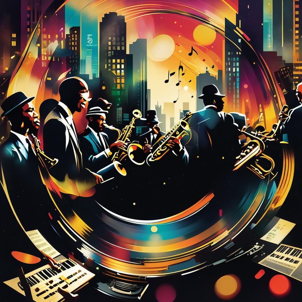 Jazz Band Album Cover Art in Vintage Style