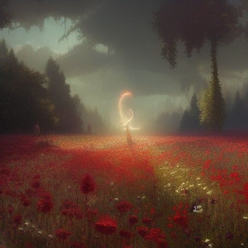 Hyperdetailed Flower Field in Dark Fantasy Style