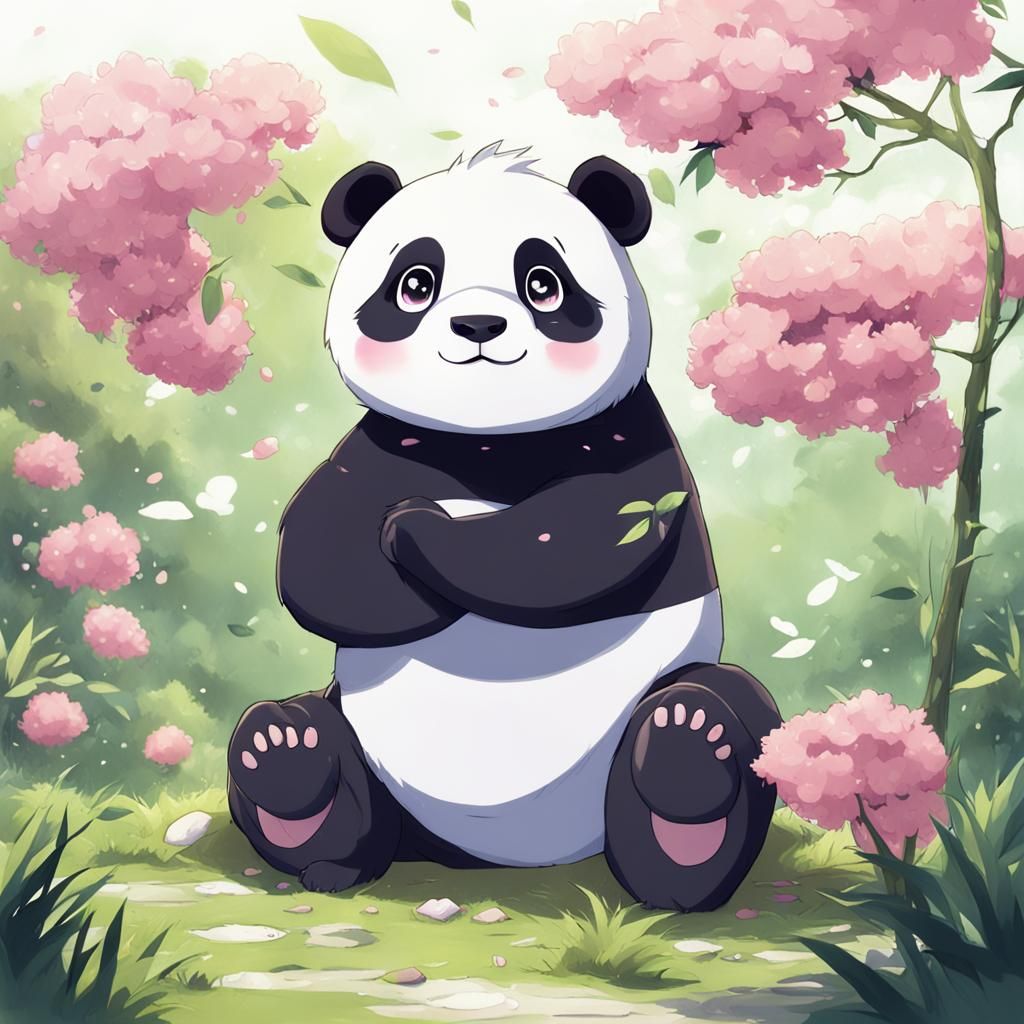 Cute Panda in Anime Style, Manga Key Visual