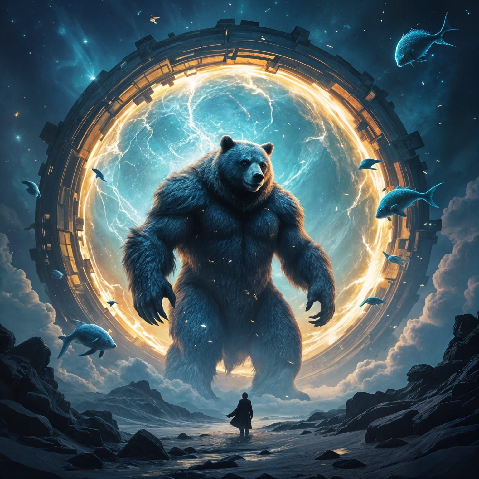 Cosmic Bear Guards Dimensional Portal