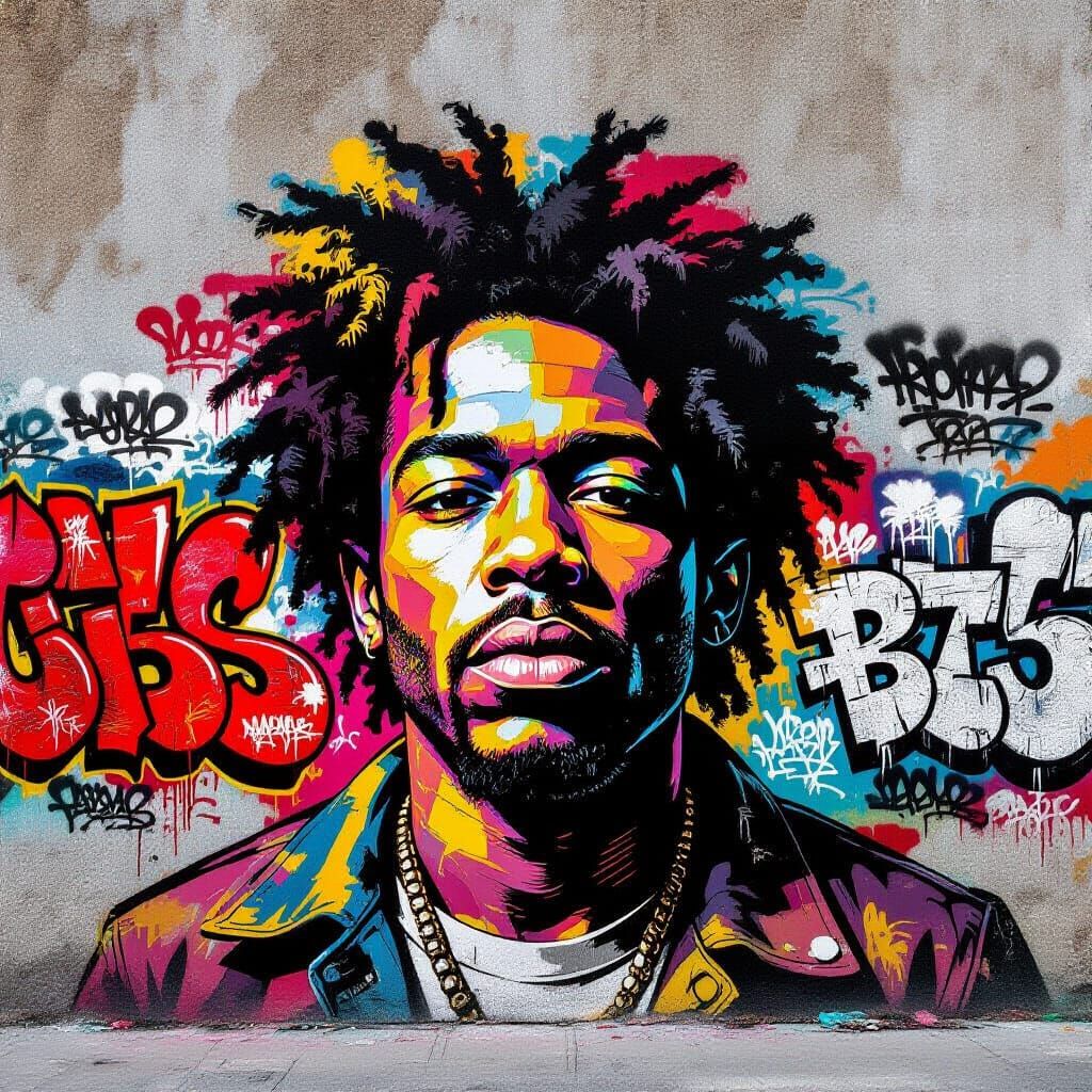 Vibrant Street Art Mural with Urban Textures