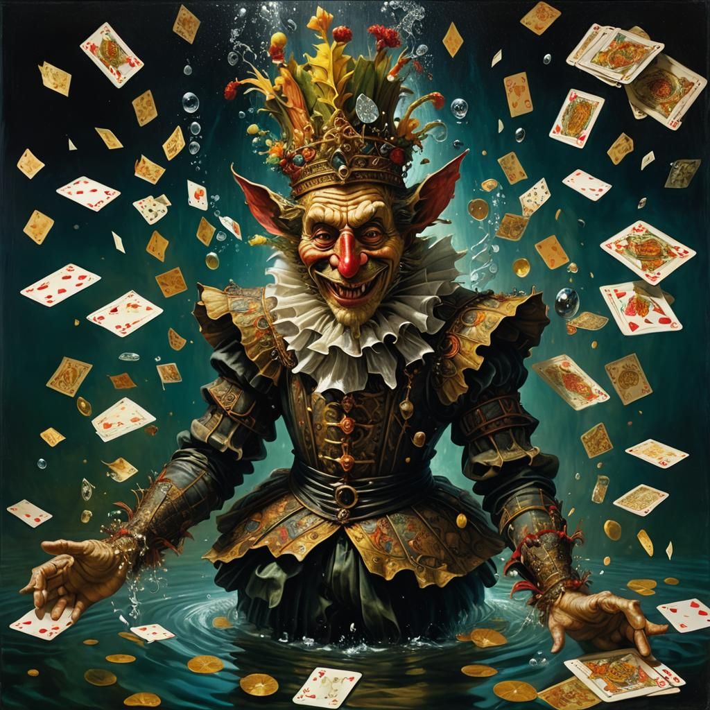 Underwater Medieval Trickster in Lo-Fi Style