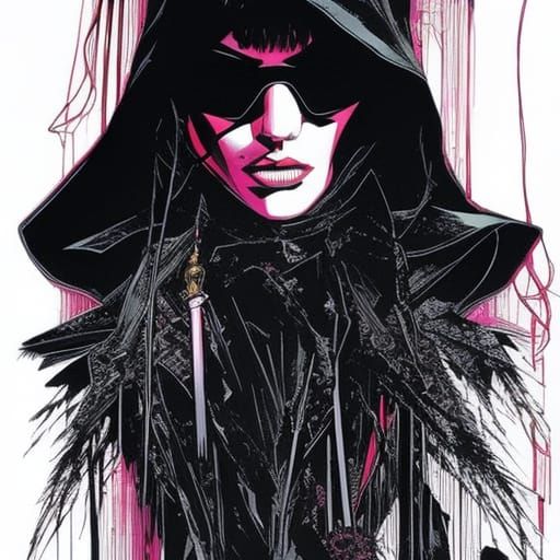 Dystopian Assassin in Graphic Novel Style