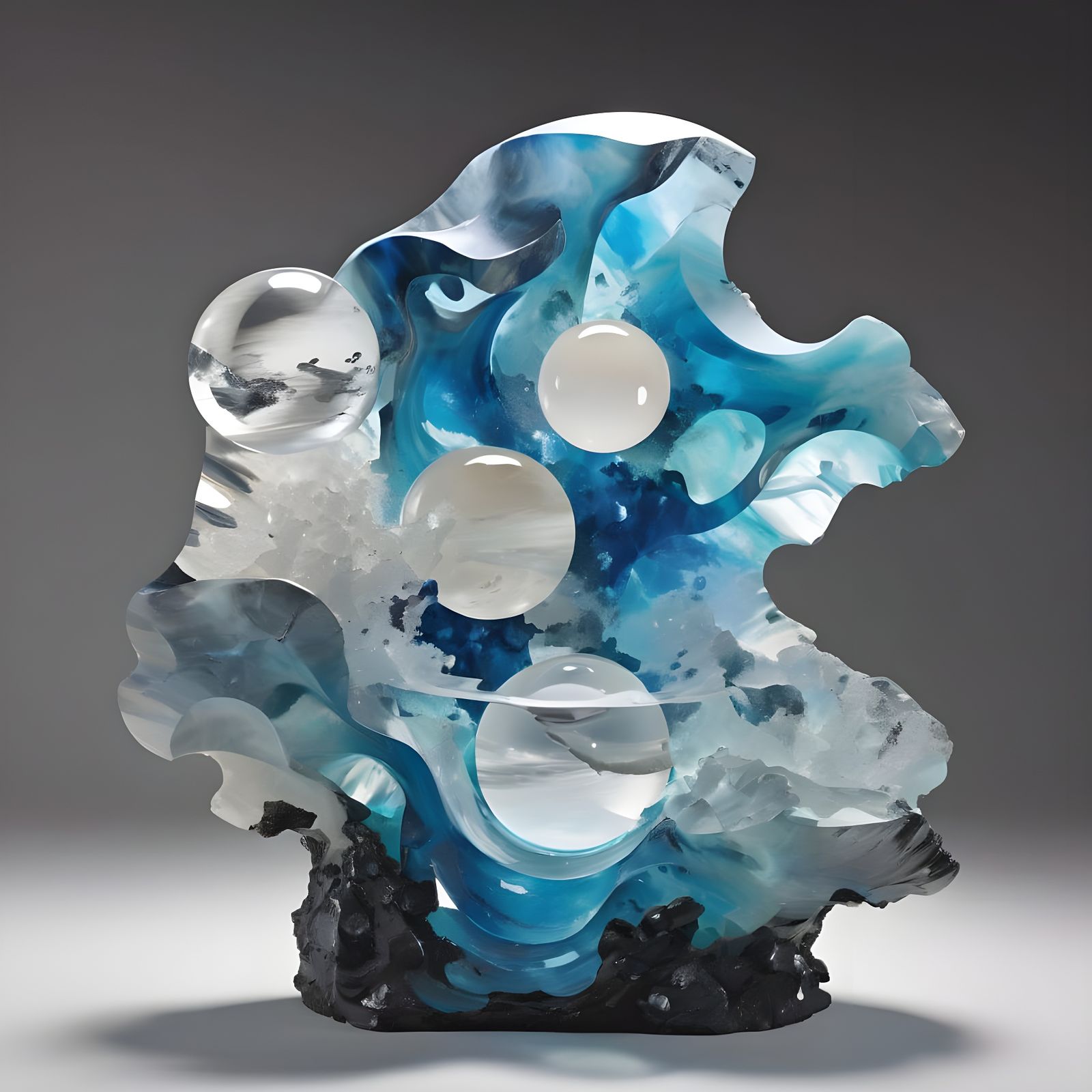 Surreal Sculpture with Moonstone Surfaces