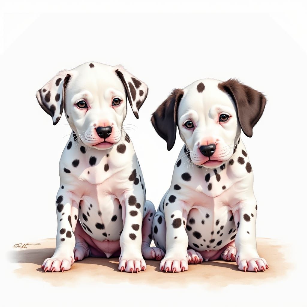 Cute Dalmatian Puppies in Watercolor
