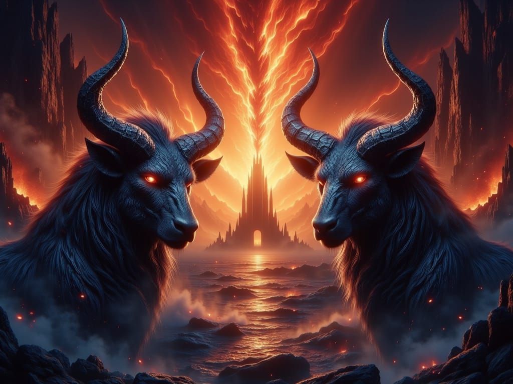 Dark Minotaurs Guard Hellish Temple in Crimson Skies