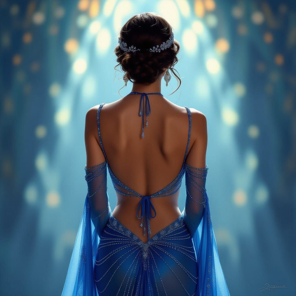 Donna in Shimmering Beaded Costume, Art Deco Style