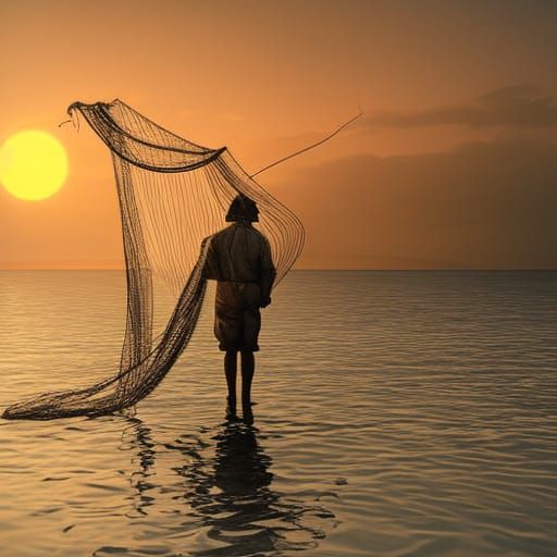Fisherman at Sunrise: Epic Ocean Scene