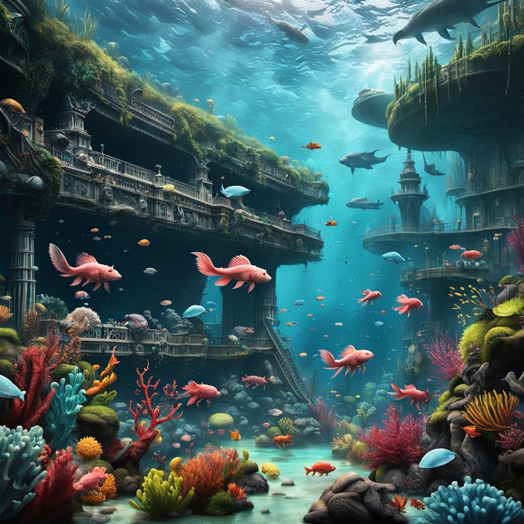 Epic Underwater Wonderland in Maximalist Digital Style