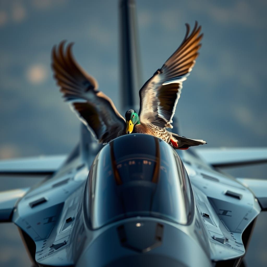 Duck Pilot in Fighter Jet Photo