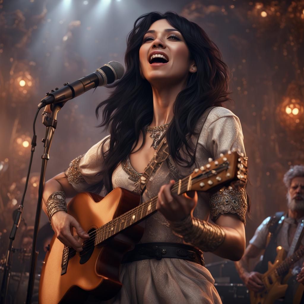 Rock Band Singer in Detailed Matte Painting