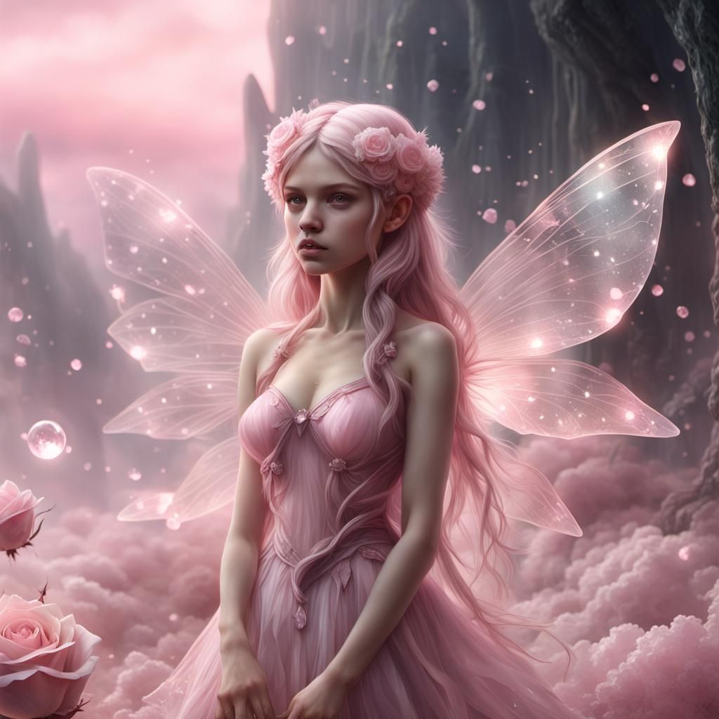Rose Quartz Crystal Fairy: Epic Digital Art