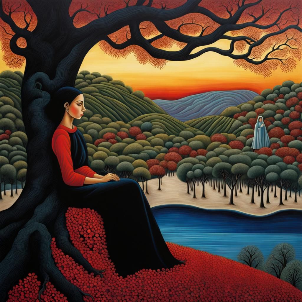 Girl in Tree: Atmospheric Photo Illustration