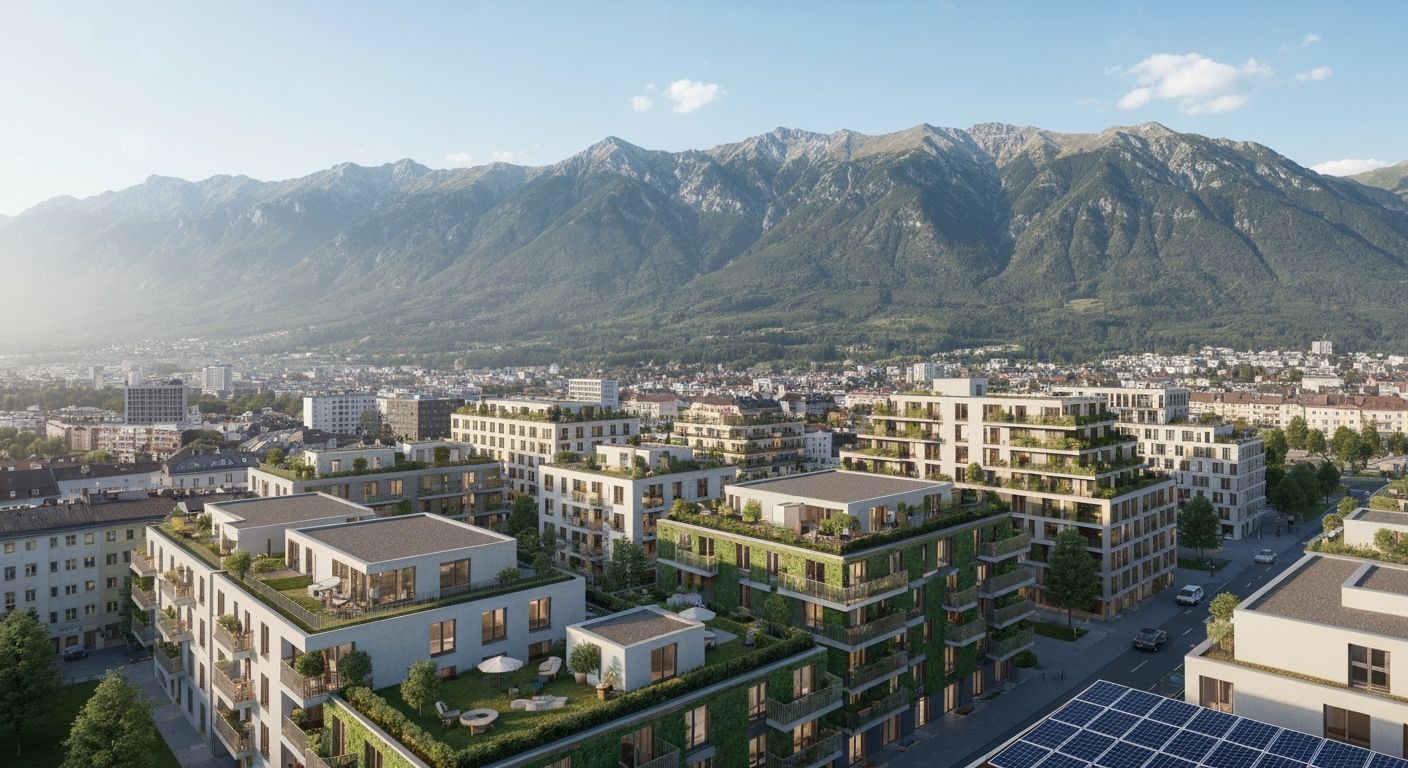Sustainable Innsbruck City with Mountains in Clear Daylight
