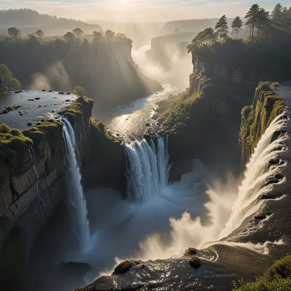 Vertigo Art: Waterfall Cliff Edge View
