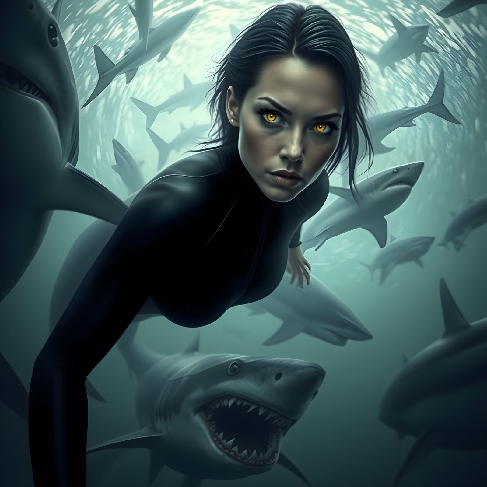 Mesmerizing Shark Vortex in Cinematic Style