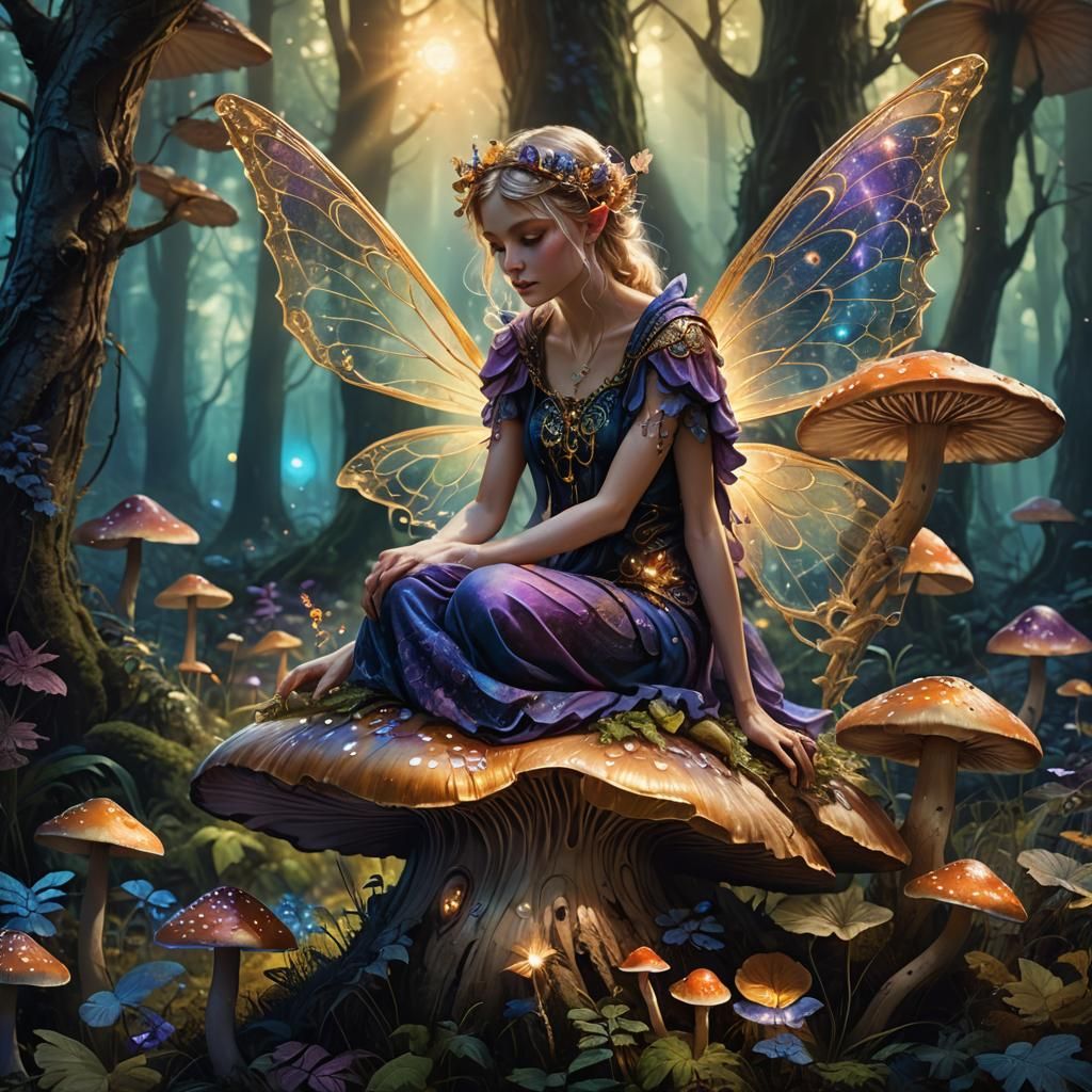Glowing Fairy in Mystical Forest: Digital Fantasy Art