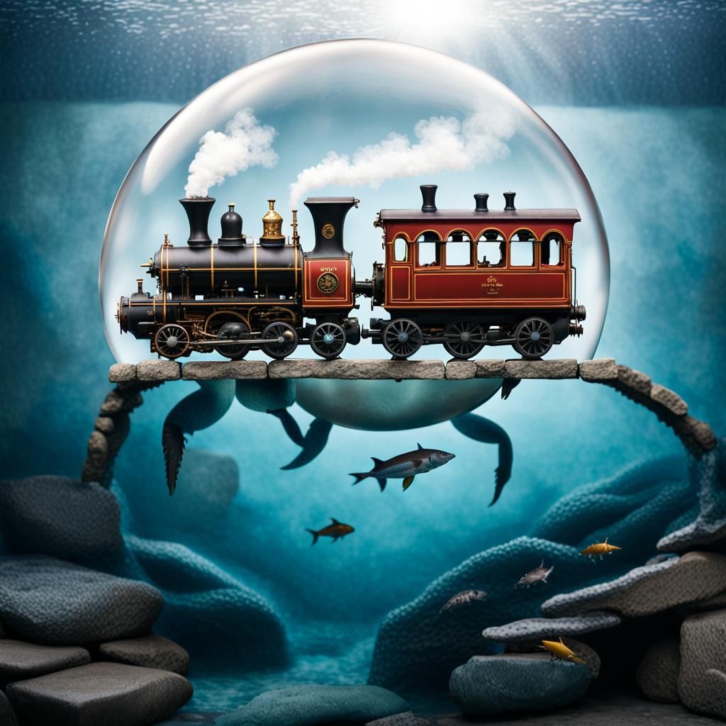 Ocean Life and Miniature Train in Bubble