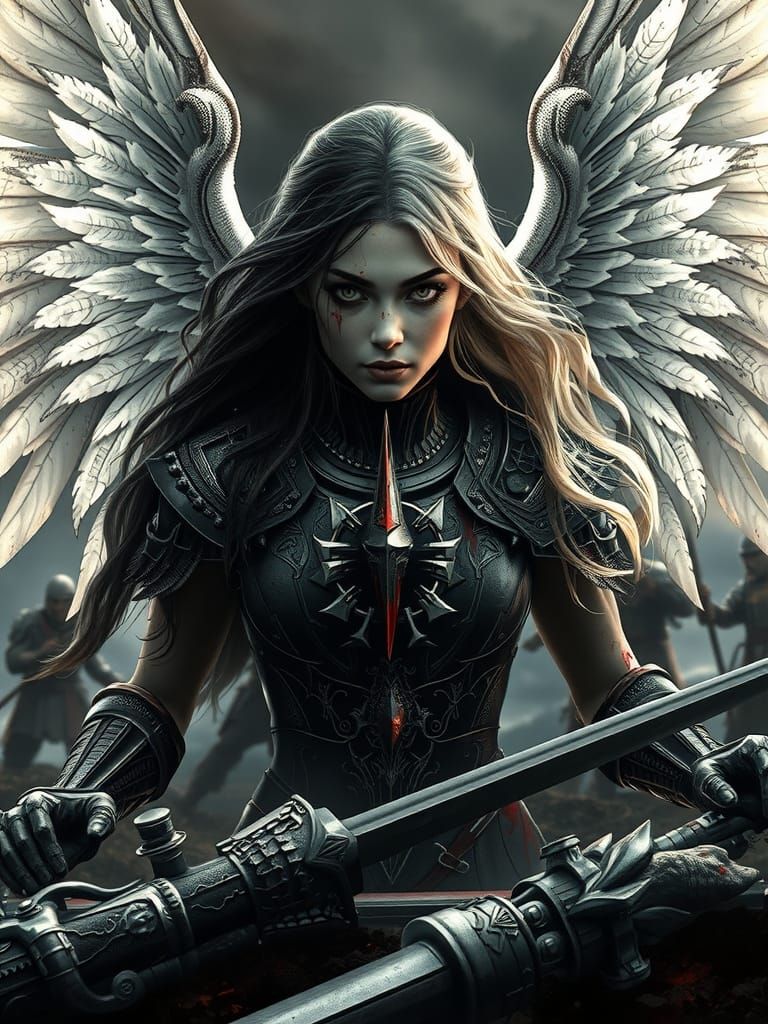 Valkyrie on Battlefield with Dichotomous Face