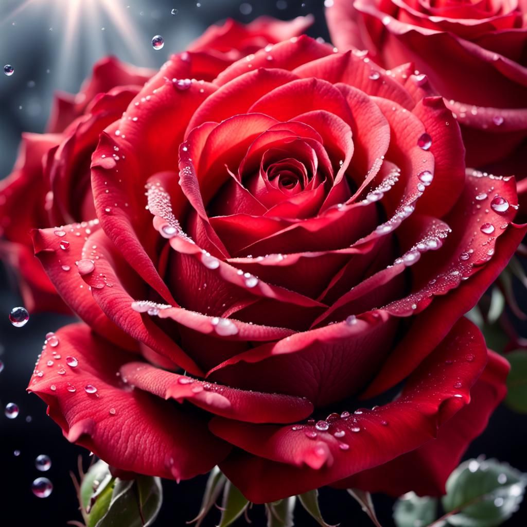 Solitary Red Rose on a Cloud of Dreams