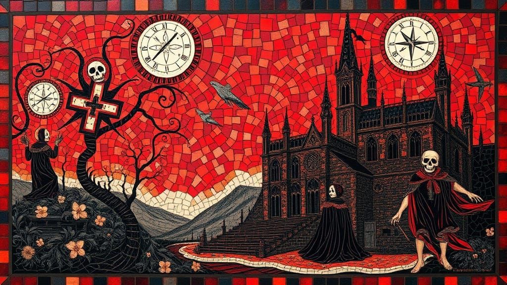 Gothic Horror Mosaic Masterpiece in Byzantine Style