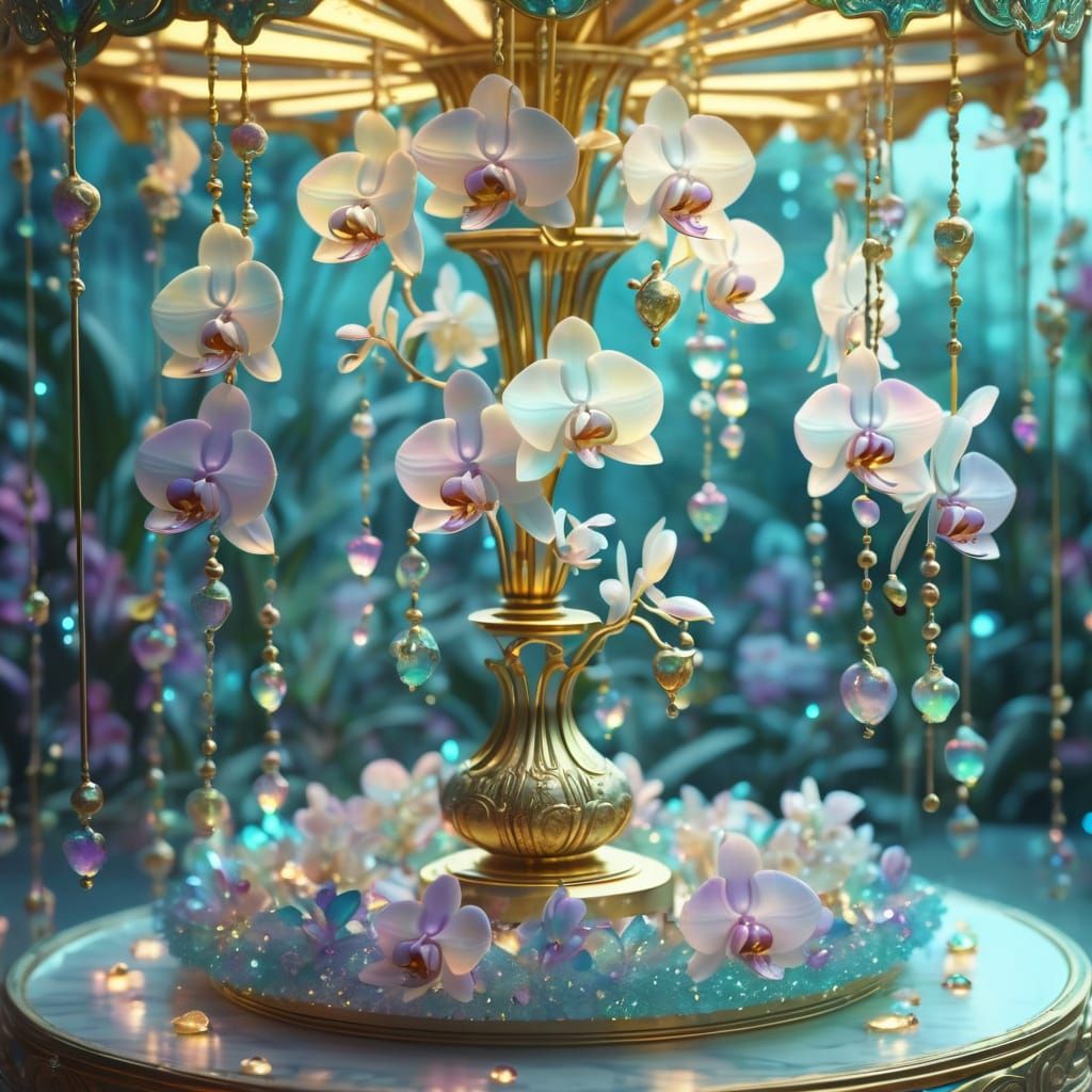 Opulent Opal & Orchid Carousel in Ethereal Mist