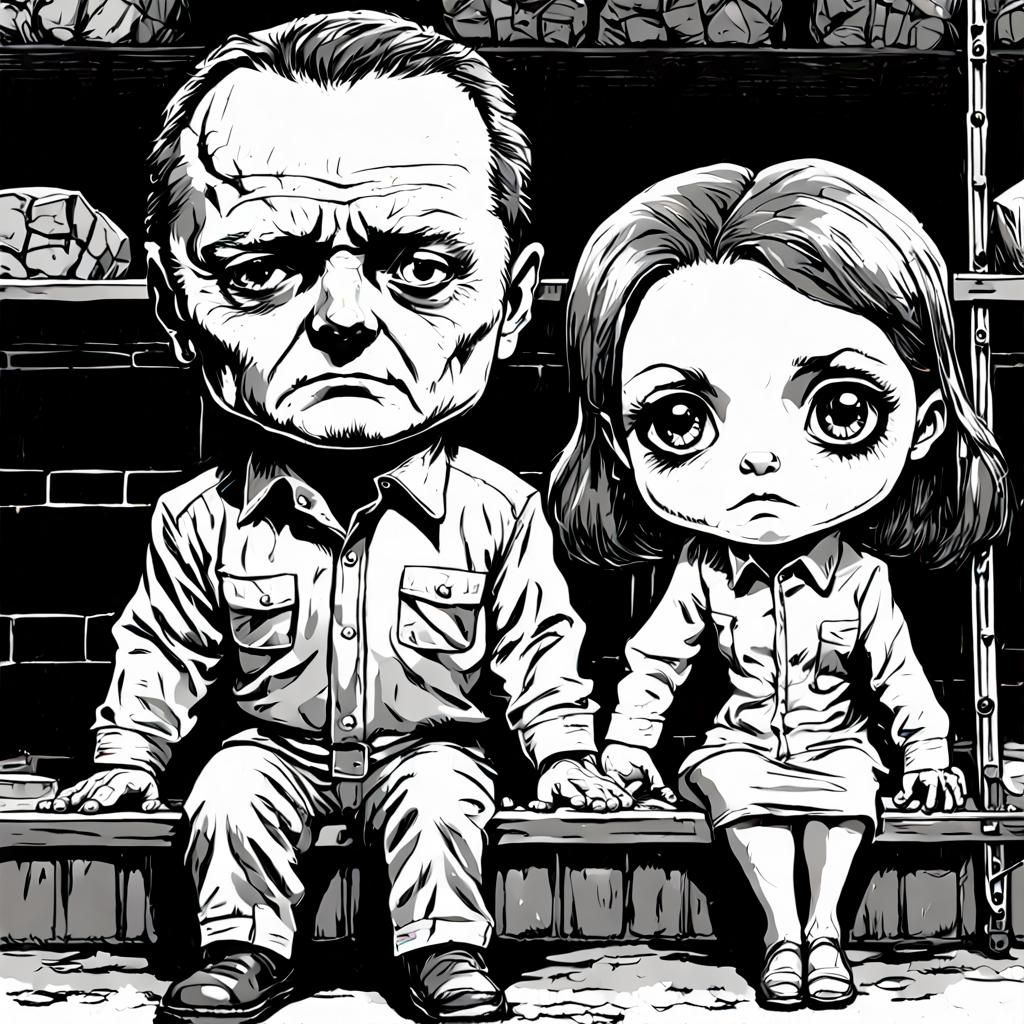 Chibi Hannibal Lecter and Clarice Starling Illustration