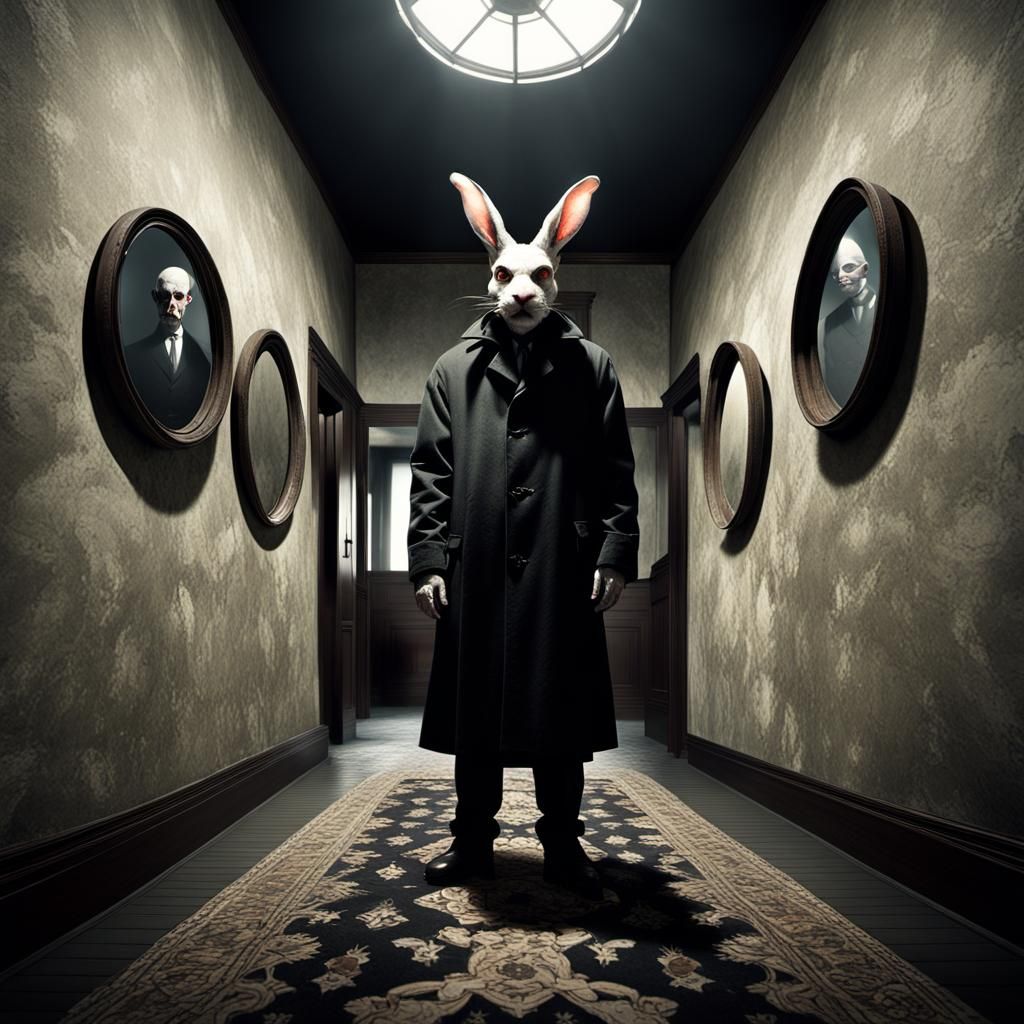 Grimdark Easter Bunny Demon Detective in Film Noir