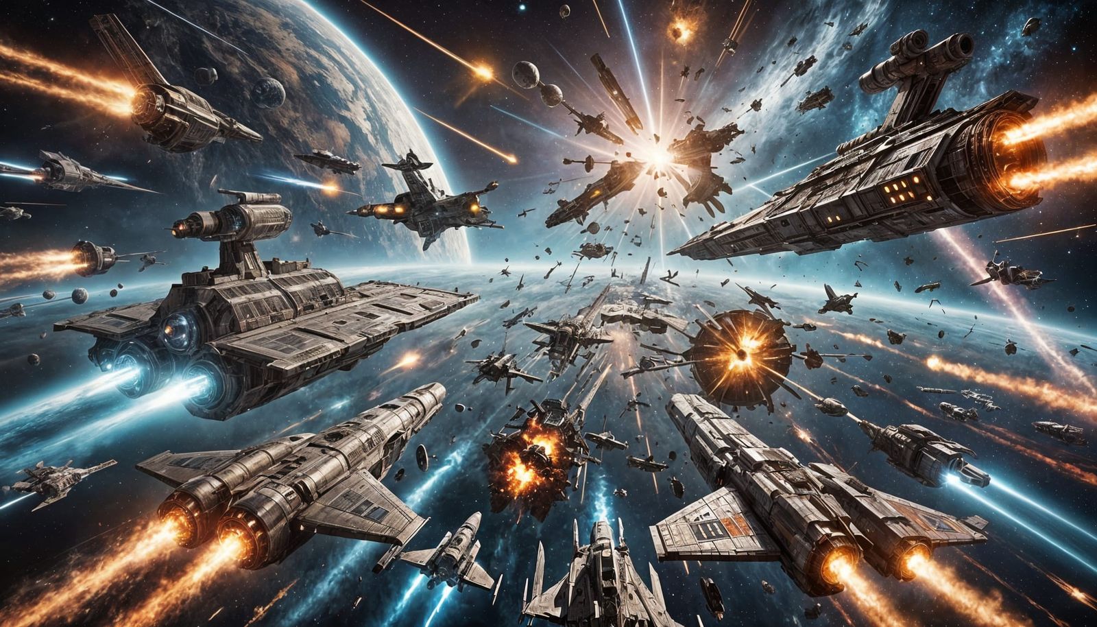 Epic Space Battle with Explosions