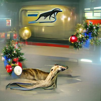 Greyhound Celebrates Christmas: A Festive Portrait