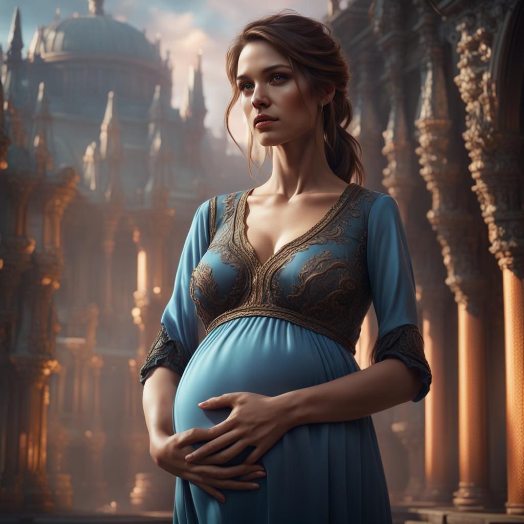 Realistic Pregnant Woman: Detailed Fantasy Art