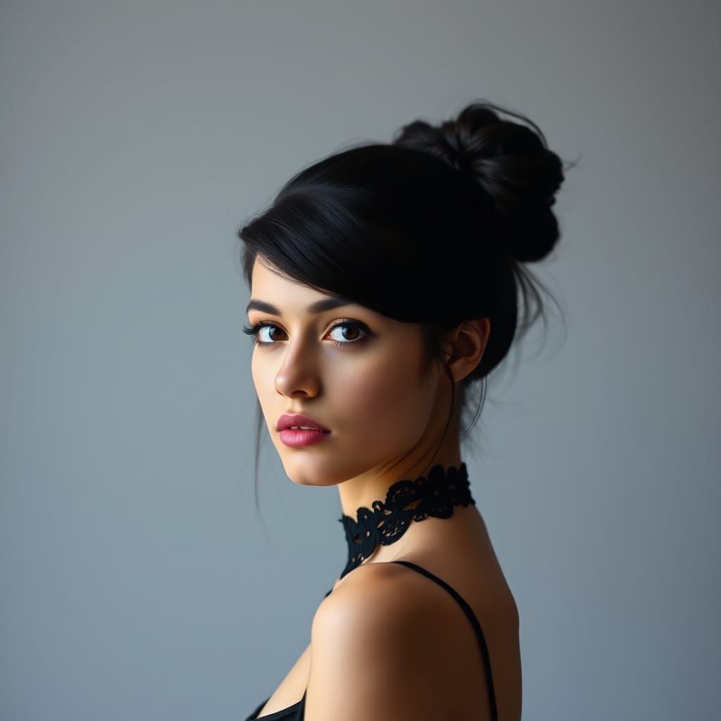 Portrait of Woman with Dark Hair in Natural Lighting