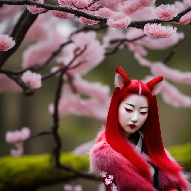 Japanese Fire Fox Woman in Ninja Armor