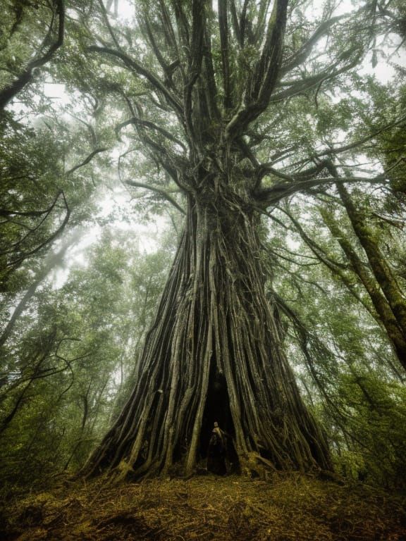 Giant Tree of Malevolence in a Haunting Forest