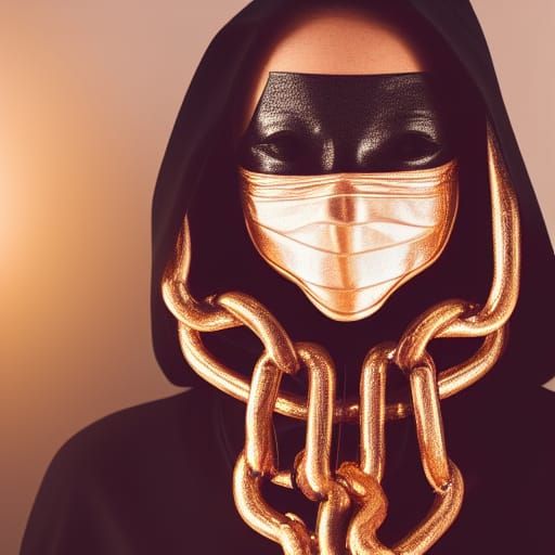 Woman in Mask of Melting Flesh with Chains