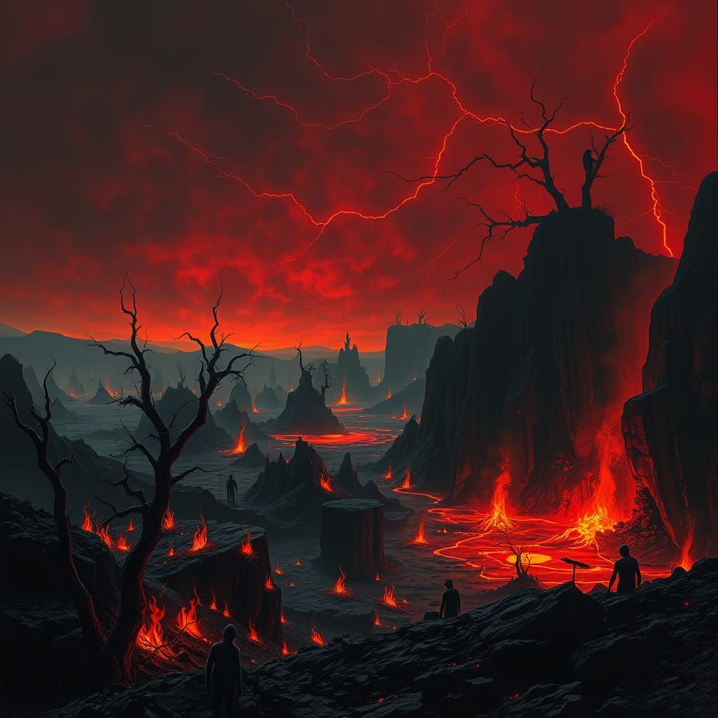 Dark Gothic Hellscape with Twisted Landscapes and Grotesque ...